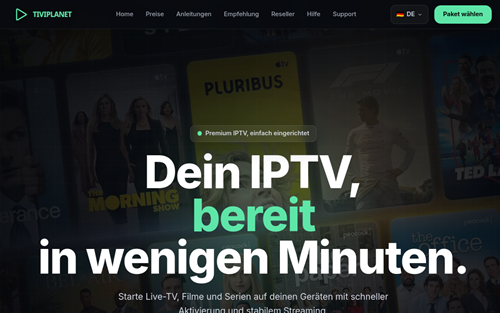 TiviPlanet: flexible IPTV-Pakete für mehrere Geräte TiviPlanet-Startseite mit kostenlosem Test, schneller Aktivierung und Paketübersicht